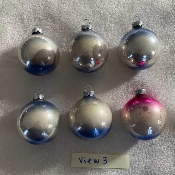 Vintage Shiny Brite Ombré Christmas ornaments Gold Silver Blue - Picture 4 of 16